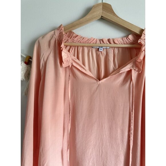 Walter Baker 100% Silk Ruffle V-neck Long Sleeve Blouson Top Modest Careerwear M - Picture 4 of 10